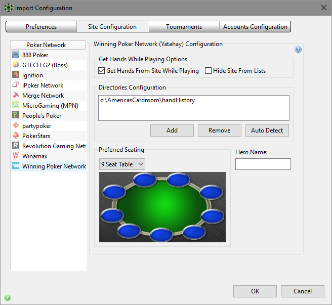 Winning Poker Network Configuration