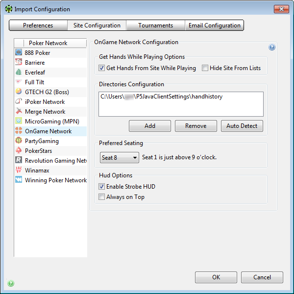 OnGame Import Configuration