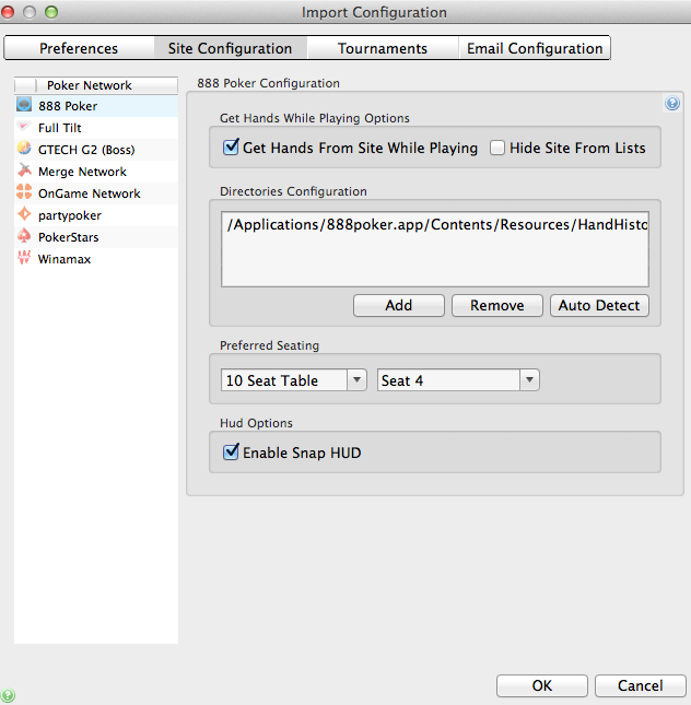 SNAP Poker Configuration