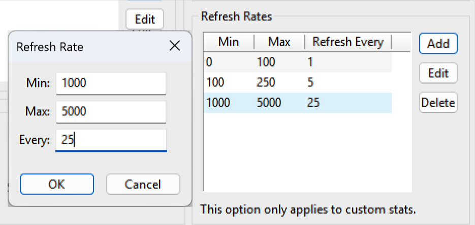 HUD Options - Custom Stats refresh rates