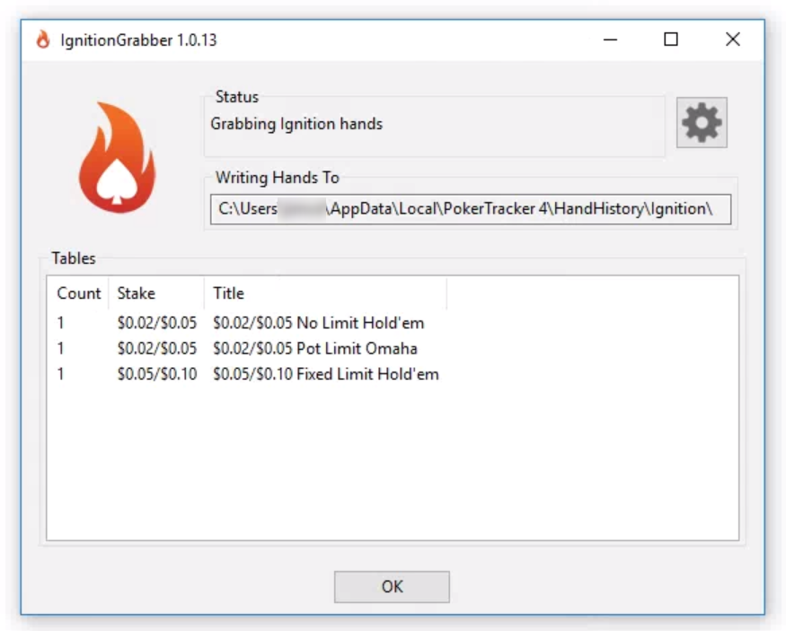 Ignition Status window