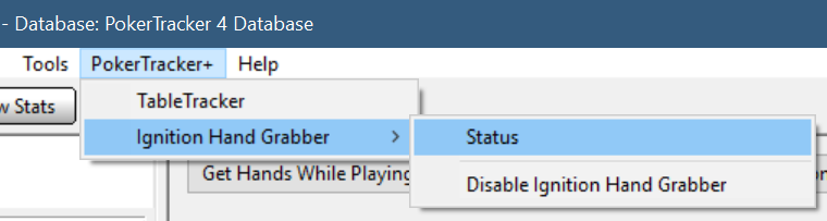 Ignition Status menu