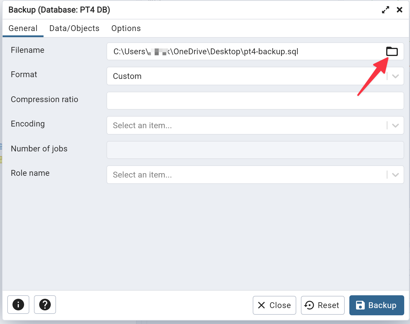 Backing up a PT4 Database in pgAdmin 4