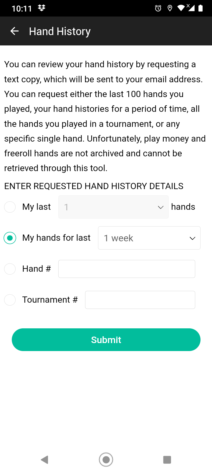 PokerStars Account - History