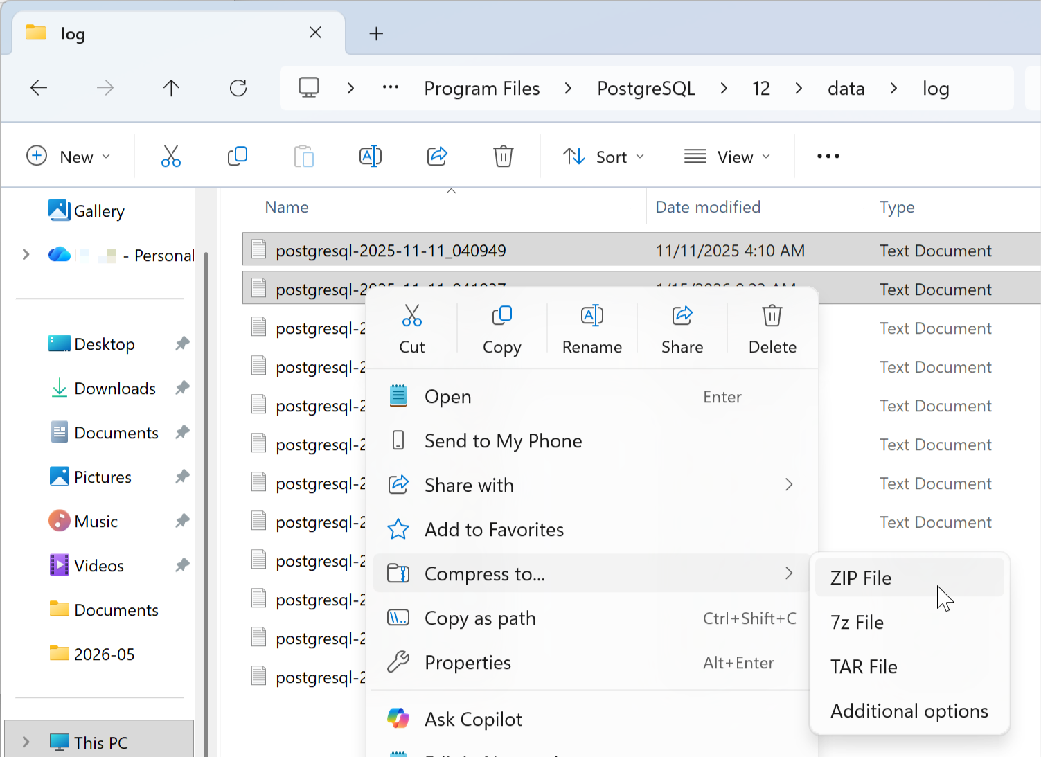 Windows Compress to ZIP