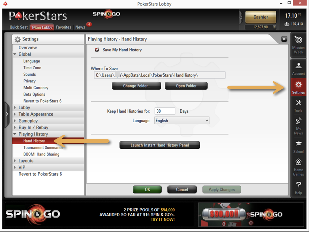 Saving PokerStars Hand Histories