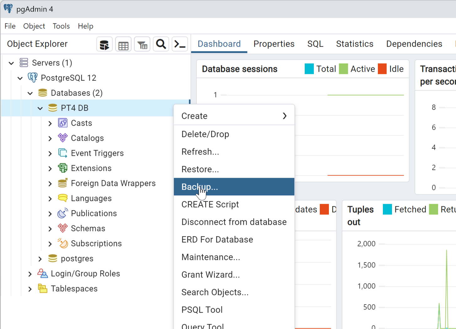 pgAdmin 4 database backup