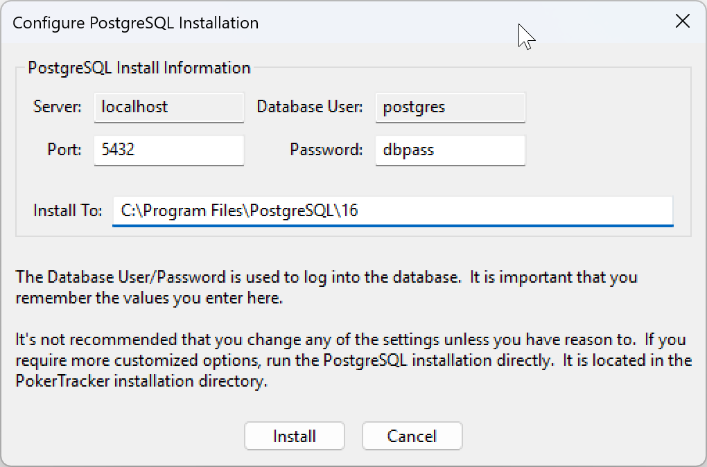 PostgreSQL Default Settings