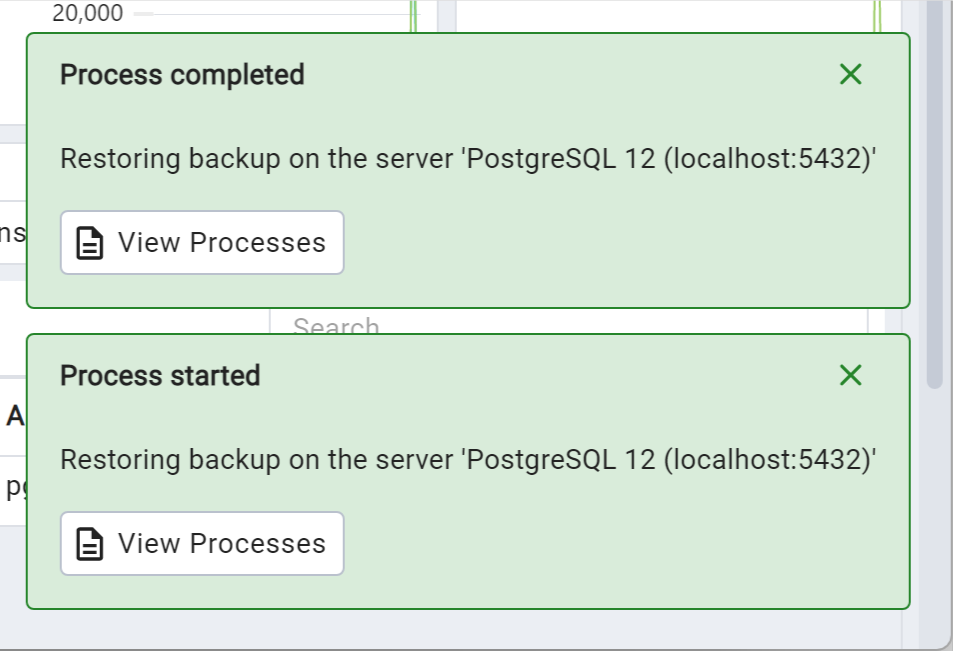 pgAdmin 4 restore started & completed