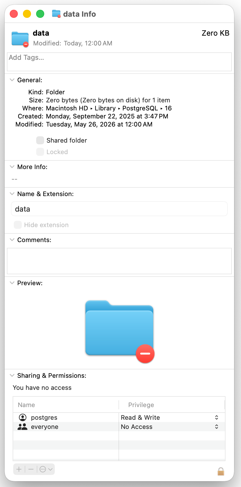 macOS data info
